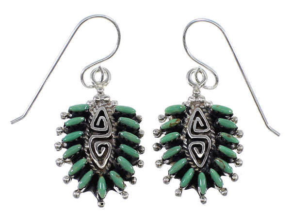 Turquoise Sterling Silver Water Wave Needlepoint Hook Dangle Earrings AX51808